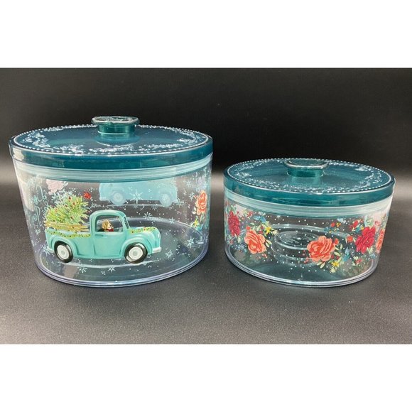 The Pioneer Woman Holiday Truck Henry 2 Pk Treat Container Storage - Picture 1 of 2